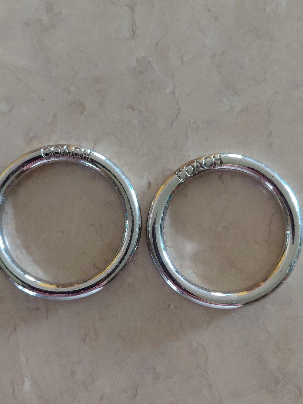 Coach Silver Circular Key Rings - Set of Two